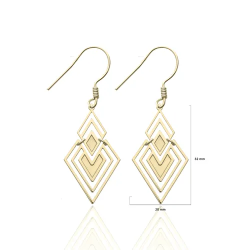 Geometric Diamond 925 Silver Hook Earrings Geometric Diamond 925 Silver Hook Earrings