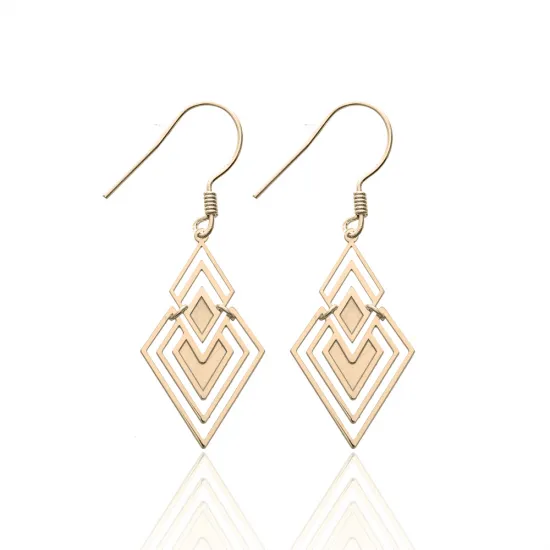 Geometric Diamond 925 Silver Hook Earrings | 925 Sterling Silver Wholesale | Sade Silver Geometric Diamond 925 Silver Hook Earrings - Sade 925 Silver Jewelry