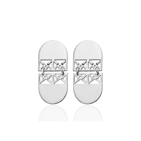 Geometric Turkish 925 Silver Earrings | 925 Sterling Silver Wholesale | Sade Silver Geometric Turkish 925 Silver Earrings - Sade 925 Silver Jewelry
