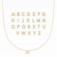 Initial Alphabet Letter A CZ Sterling Silver Pendant