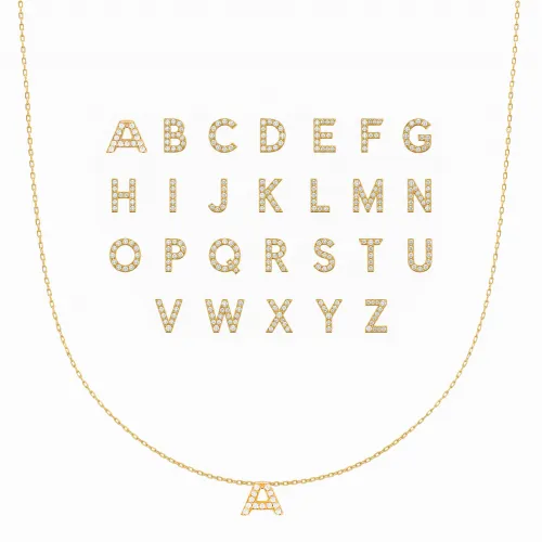 Initial Alphabet letter A Charm Zircon Stone Pendant. Wholesale 925 Sterling Silver Jewelry