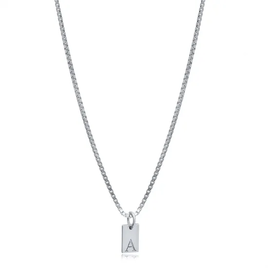 Letter Plain Tag Charm 925 Sterling Silver Necklace Pendant - Sade 925 Silver Jewelry