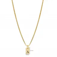Letter Plain Tag Black Ink Silver Charm Necklace Pendant