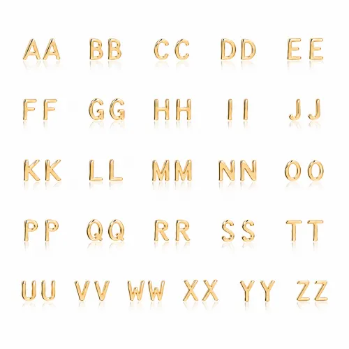 Minimalistic Initial Alphabet letter Stud Earring Wholesale 925 Sterling Silver Jewelry