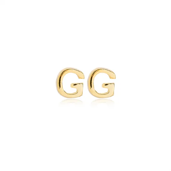 Minimalistic Initial Alphabet letter Stud Earring Wholesale 925 Sterling Silver Jewelry | 925 Sterling Silver Wholesale | Sade Silver Minimalistic Initial Alphabet letter Stud Earring Wholesale 925 Sterling Silver Jewelry - Sade 925 Silver Jewelry