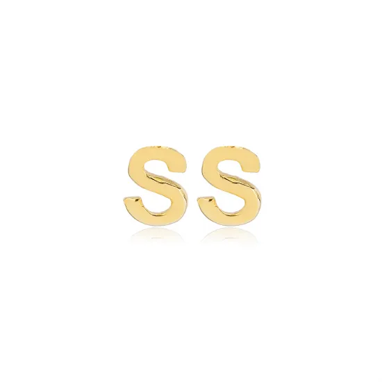 Minimalistic Initial Alphabet letter Stud Earring Wholesale 925 Sterling Silver Jewelry | 925 Sterling Silver Wholesale | Sade Silver Minimalistic Initial Alphabet letter Stud Earring Wholesale 925 Sterling Silver Jewelry - Sade 925 Silver Jewelry