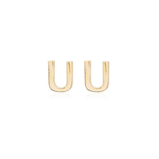 Minimalistic Initial Alphabet letter Stud Earring Wholesale 925 Sterling Silver Jewelry | 925 Sterling Silver Wholesale | Sade Silver Minimalistic Initial Alphabet letter Stud Earring Wholesale 925 Sterling Silver Jewelry - Sade 925 Silver Jewelry