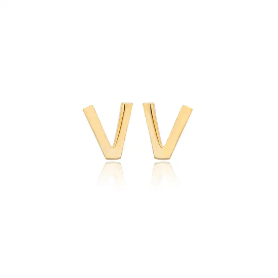 Minimalistic Initial Alphabet letter Stud Earring Wholesale 925 Sterling Silver Jewelry | 925 Sterling Silver Wholesale | Sade Silver Minimalistic Initial Alphabet letter Stud Earring Wholesale 925 Sterling Silver Jewelry - Sade 925 Silver Jewelry