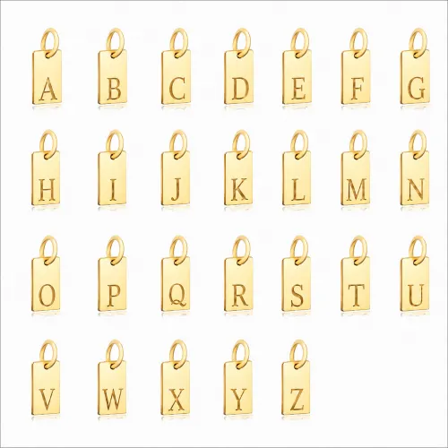 Plain Tag Letter Charm 925 Sterling Silver Pendant
