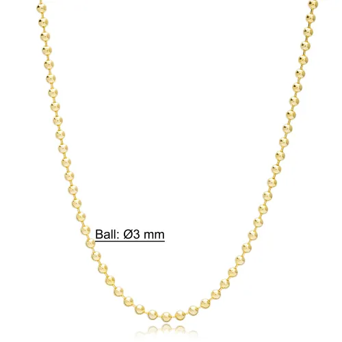 37 cm 3 mm Ball 925 Silver Chain 37 cm 3 mm Ball 925 Silver Chain