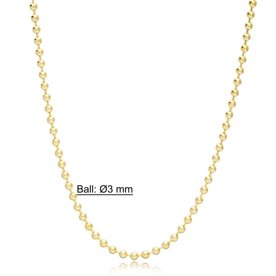 37 cm 3 mm Ball 925 Silver Chain | 925 Sterling Silver Wholesale | Sade Silver 37 cm 3 mm Ball 925 Silver Chain - Sade 925 Silver Jewelry