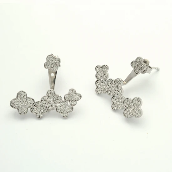 Made in Turkey Clover 925 Sterling Silver Earrings - Sade 925 Silver Jewelry
