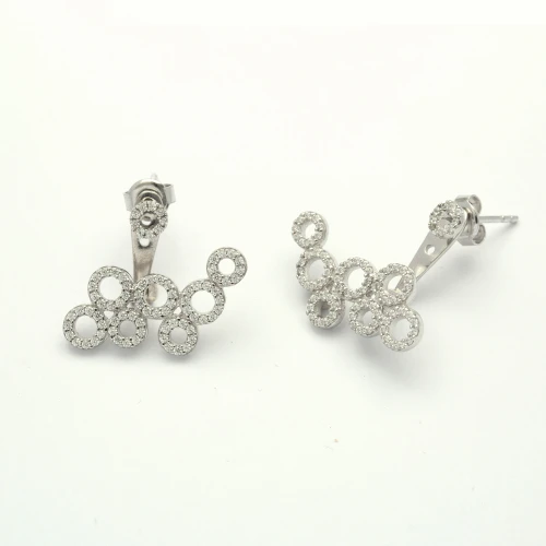 Made in Turkey Circle Cluster CZ 925 Silver Ear Jackets