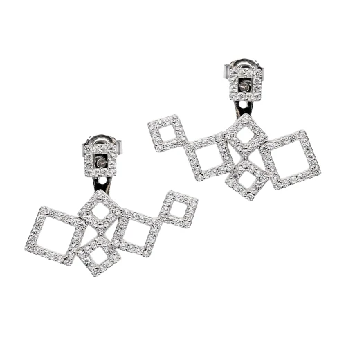 Made in Turkey Square Cluster CZ 925 Silver Ear Jackets