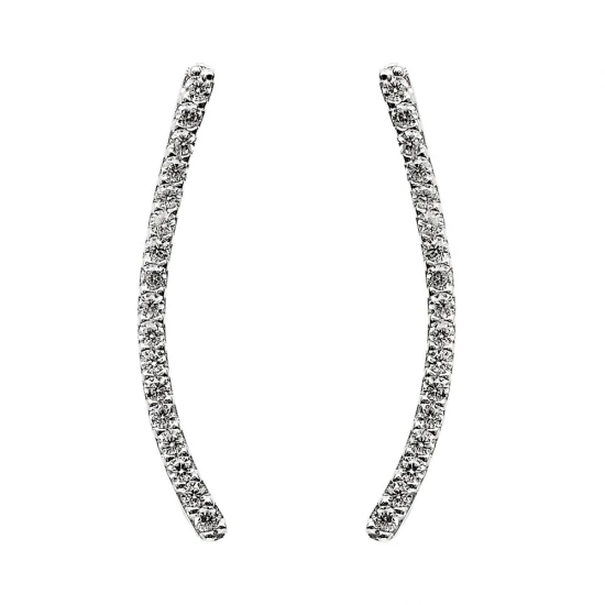 Made in Turkey Clear Long Curve CZ Silver Ear Jackets Made in Turkey Clear Long Curve CZ Silver Ear Jackets