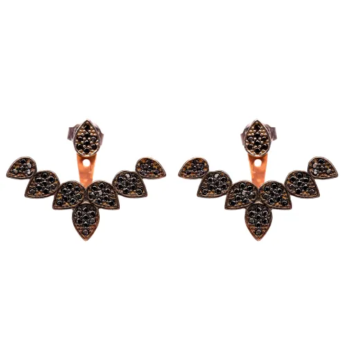 Turkish Light Black CZ 925 Silver Earrings