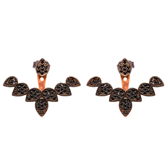 Turkish Light Black CZ 925 Silver Earrings Turkish Light Black CZ 925 Silver Earrings
