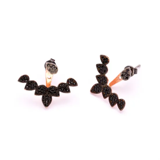 Turkish Light Black CZ 925 Silver Earrings Turkish Light Black CZ 925 Silver Earrings