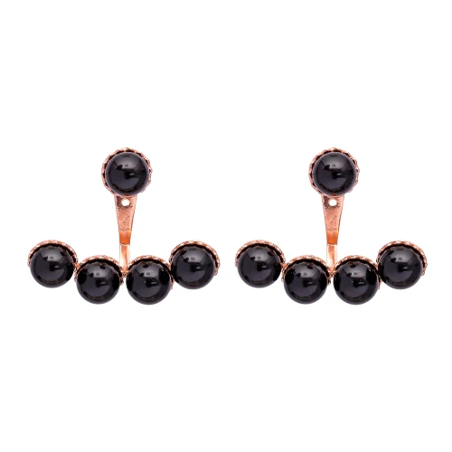 Made in Turkey Black Round CZ 925 Silver Ear Jackets