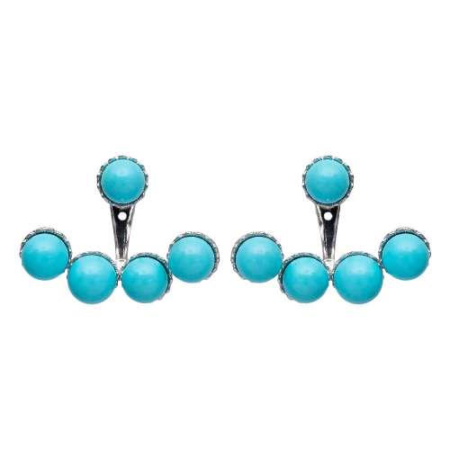 Made in Turkey Turquoise Round 925 Silver Ear Jackets