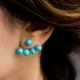 Made in Turkey Turquoise Round 925 Silver Ear Jackets - Sade 925 Silver Jewelry