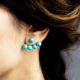 Made in Turkey Turquoise Round 925 Silver Ear Jackets - Sade 925 Silver Jewelry