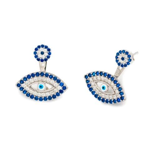 Turkish Evil Eye 925 Sterling Silver Earrings