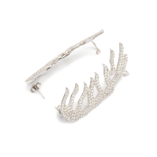 Made in Turkey Clear Antler CZ Sterling Silver Ear Cuff