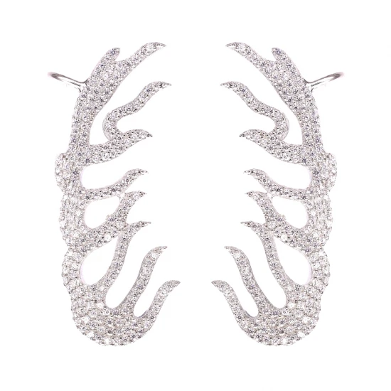 Made in Turkey Clear Antler CZ Sterling Silver Ear Cuff
