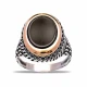 Turkish Black Oval Floral Scroll Men 925 Silver Ring | 925 Sterling Silver Wholesale | Sade Silver Turkish Black Oval Floral Scroll Men 925 Silver Ring - Sade 925 Silver Jewelry