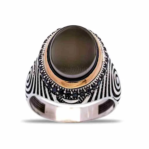 Turkish Black Oval Spiral Men 925 Sterling Silver Ring Turkish Black Oval Spiral Men 925 Sterling Silver Ring
