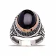 Turkish Black Oval Leaf Engraved Men 925 Silver Ring Turkish Black Oval Leaf Engraved Men 925 Silver Ring