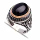 Turkish Black Oval Leaf Engraved Men 925 Silver Ring Turkish Black Oval Leaf Engraved Men 925 Silver Ring