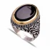 Turkish Black Oval Wave Scroll Men Sterling Silver Ring