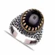 Turkish Black Oval Claw Diamond Men 925 Silver Ring