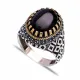 Turkish Black Oval Claw Diamond Men 925 Silver Ring