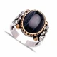 Turkish Black Oval Scroll Prong Men 925 Silver Ring | 925 Sterling Silver Wholesale | Sade Silver Turkish Black Oval Scroll Prong Men 925 Silver Ring - Sade 925 Silver Jewelry