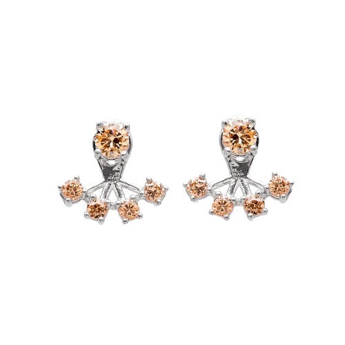 Turkish Champagne Round Fan Sterling Silver Ear Jackets