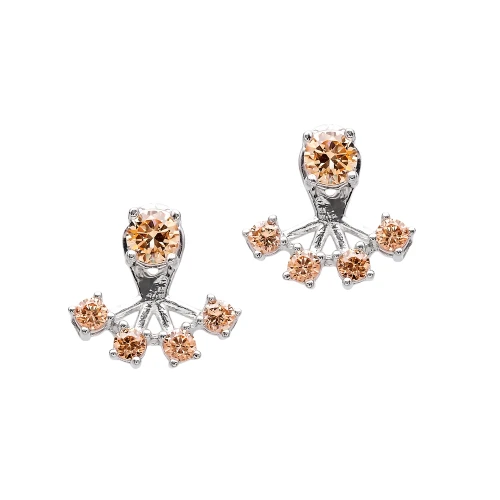 Turkish Champagne Round Fan Sterling Silver Ear Jackets