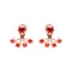 Turkish Red Round Fan CZ 925 Silver Ear Jackets - Sade 925 Silver Jewelry
