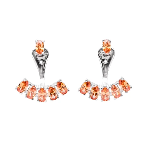 Turkish Orange Oval Fan 925 Sterling Silver Ear Jackets Turkish Orange Oval Fan 925 Sterling Silver Ear Jackets