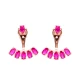 Turkish Fuchsia Oval Fan CZ 925 Silver Ear Jackets | 925 Sterling Silver Wholesale | Sade Silver Turkish Fuchsia Oval Fan CZ 925 Silver Ear Jackets - Sade 925 Silver Jewelry