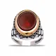 Turkish Red Oval Diamond Pattern Men 925 Silver Ring Turkish Red Oval Diamond Pattern Men 925 Silver Ring