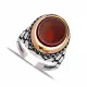 Turkish Red Oval Diamond Pattern Men 925 Silver Ring Turkish Red Oval Diamond Pattern Men 925 Silver Ring