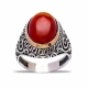 Turkish Orange Oval Circle Pattern Men 925 Silver Ring | 925 Sterling Silver Wholesale | Sade Silver Turkish Orange Oval Circle Pattern Men 925 Silver Ring - Sade 925 Silver Jewelry