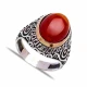 Turkish Orange Oval Circle Pattern Men 925 Silver Ring | 925 Sterling Silver Wholesale | Sade Silver Turkish Orange Oval Circle Pattern Men 925 Silver Ring - Sade 925 Silver Jewelry