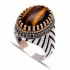 Turkish Brown Oval Claw Diagonal Men 925 Silver Ring