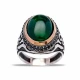 Turkish Green Oval Circle Pattern Men 925 Silver Ring Turkish Green Oval Circle Pattern Men 925 Silver Ring