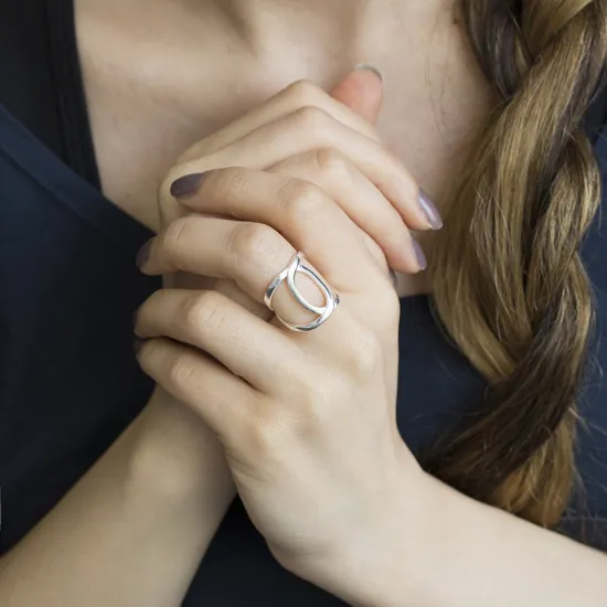Turkish Dainty Desing Adjustable Plain 925 Silver Ring | 925 Sterling Silver Wholesale | Sade Silver Turkish Dainty Desing Adjustable Plain 925 Silver Ring - Sade 925 Silver Jewelry