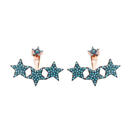 Turkish Micro Turquoise Star Sterling Silver Earrings